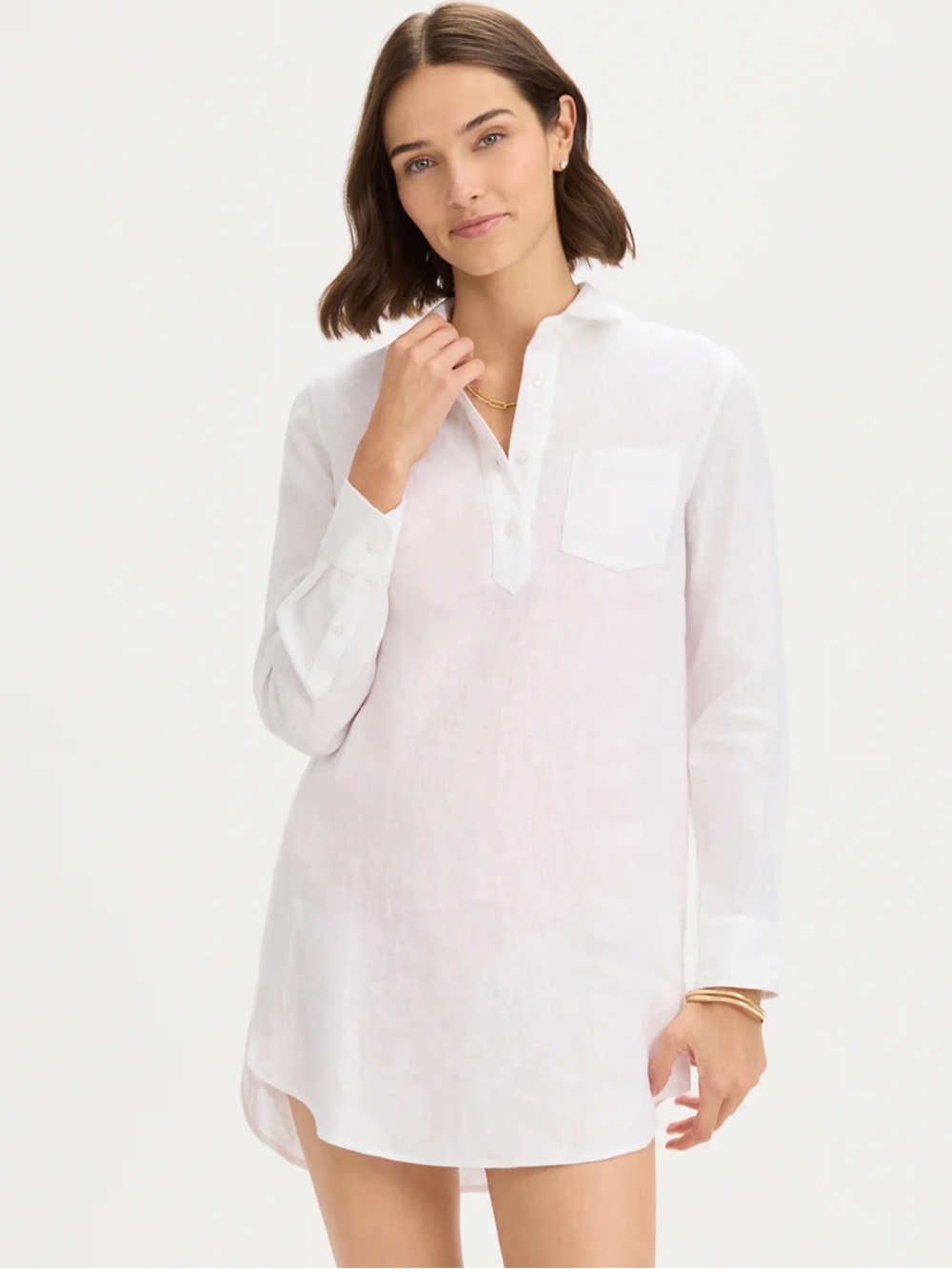 Renwick Linen Relaxed Tunic Dress Swim Coverup Beach Vacation Large NWT $98